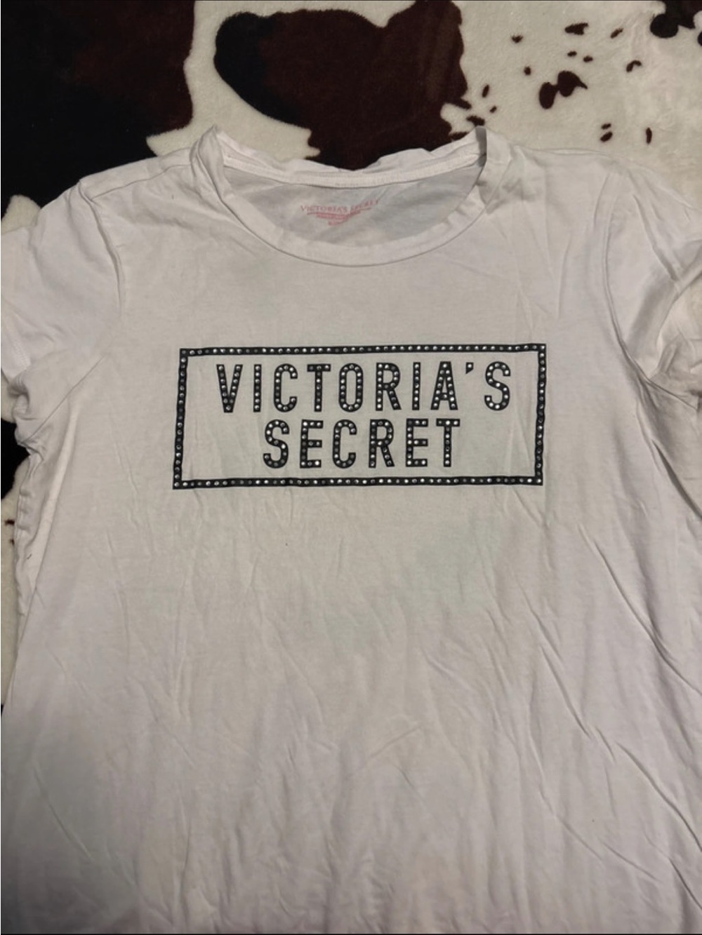 Victoria's Secret White Tee with Black Studded Logo